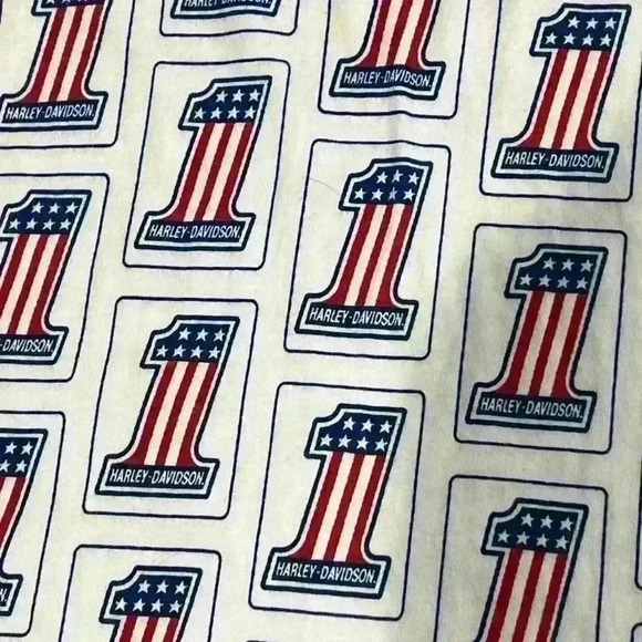 Women’s HARLEY DAVIDSON Allover print #1 logo short sleeve top- Size Large - Picture 7 of 9